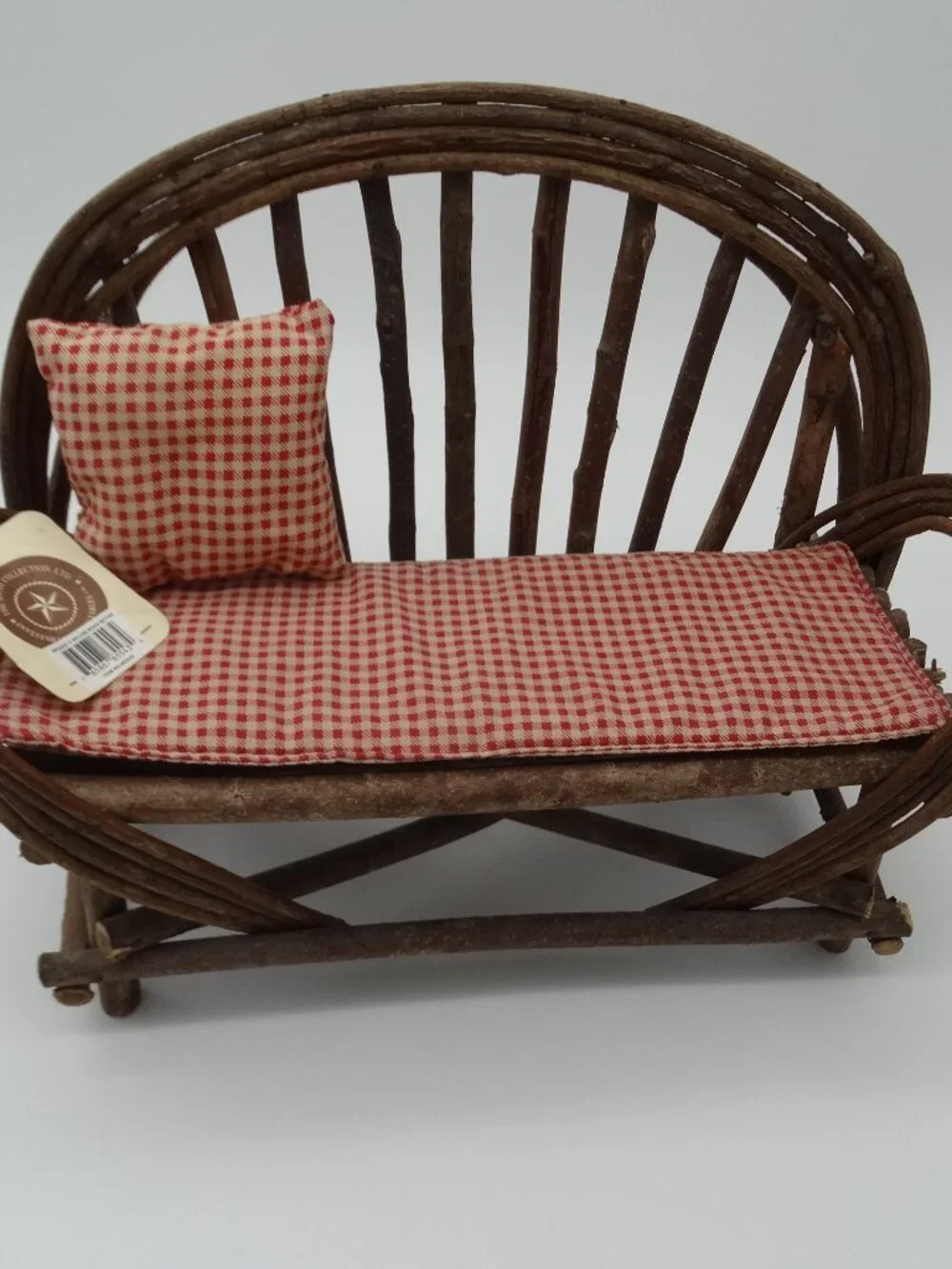 Vintage Boyd's Bear Brook's Willow Wood Settee with Cushion Doll  Chair Bench
